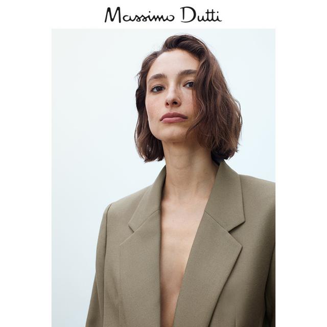 Massimo Dutti 女装 羊毛和法兰绒双排扣女士通勤风西装外套 06028630506