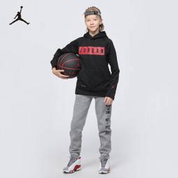 耐克（NIKE） Nike Air Jordan 耐克大童装男童套头连帽卫衣秋季儿童上衣8-10岁140/68正黑色大童