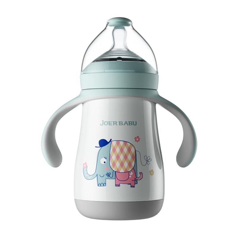 JORE BABU 小袋鼠巴布 正品婴儿保温奶瓶大宝宝带吸管新生婴儿喝水两用水杯