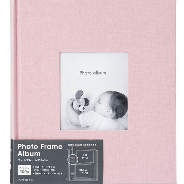 日本marks Photo Frame Album贴布相框封面纪念相册 6寸照片200张 封面可收纳照片 收纳袋式内页 留言边栏