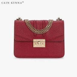 Cain Kenna 女士纯色链条鱼子酱纹单肩斜挎包CK1-522308 酒红色小包 