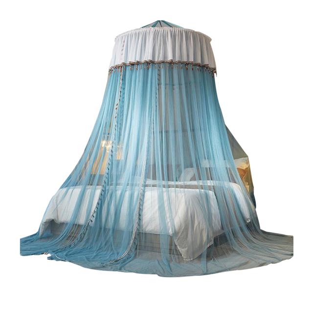 帛罗旺斯 吊顶圆顶公主风加密蚊帐双人家用1.5/1.8米床吸顶免安装落地宫廷2 