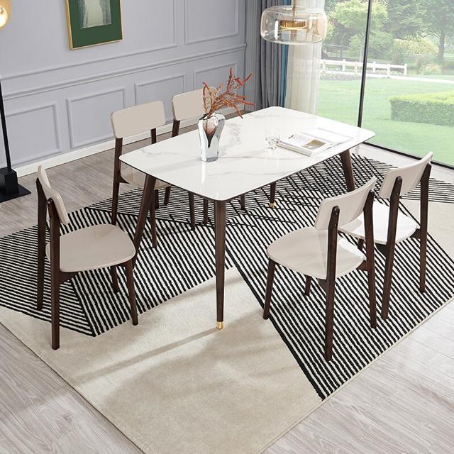 全友（QuanU） 家居 餐桌椅 现代轻奢餐桌椅 实木框架餐桌餐椅组合钢化玻璃台面670108 餐桌+餐椅*6 