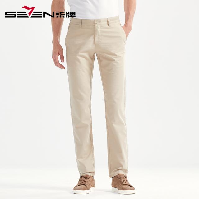 SEVEN 柒牌 男装休闲裤时尚商务男士直筒裤弹力透气薄款青年长裤