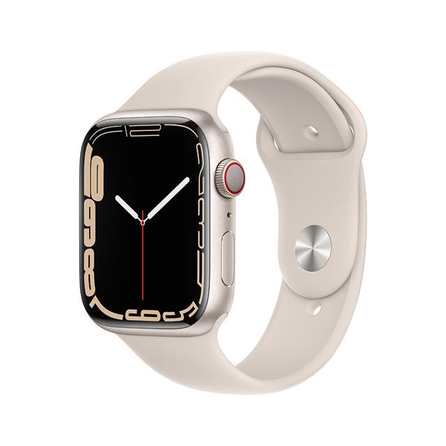 苹果（Apple） Watch Series 7GPS + 蜂窝款45 毫米星光色铝金属表壳星光色运动型表带MKJQ3CH/A