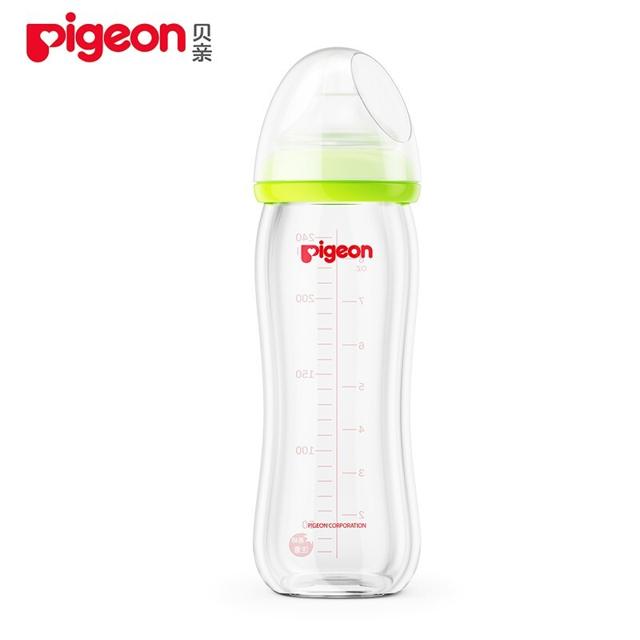 Pigeon 贝亲 宝宝宽口径玻璃奶瓶 240ml 配L号奶嘴