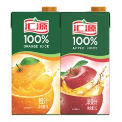汇源 100%浓缩果汁 1L*2盒 橙汁/桃汁/苹果/葡萄 4味可选