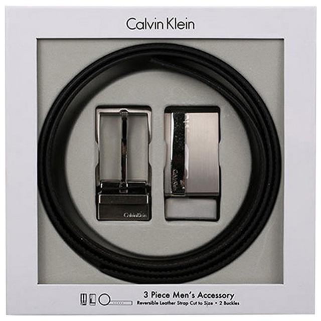 Calvin Klein 卡尔文·克莱 凯文克莱男商务双面双头针扣腰带牛皮 CK皮带礼盒装