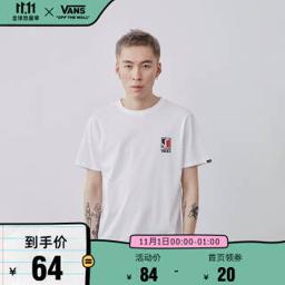 Vans Vans范斯官方 美式复古印花LOGO男女情侣短袖潮流T恤 白色 S