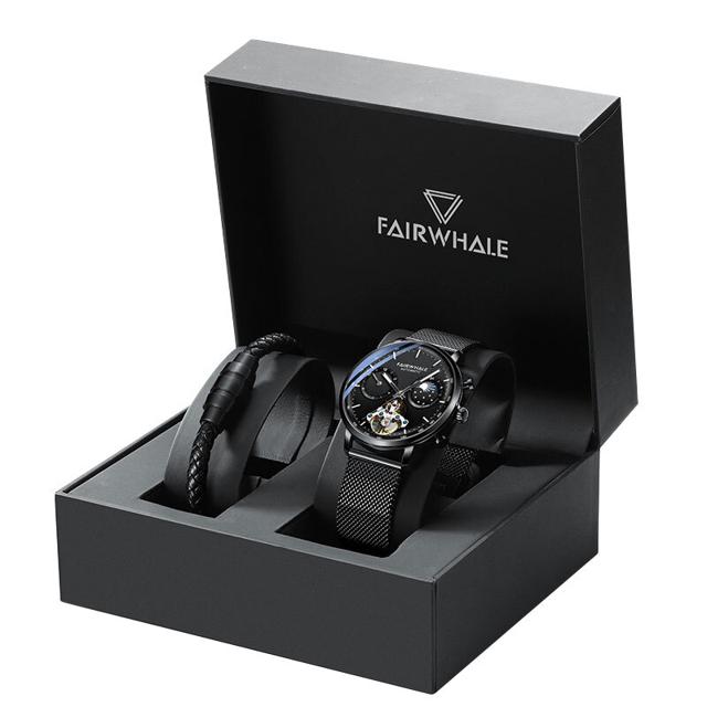 马克华菲（MARK FAIRWHALE） Mark Fairwhale 马克华菲 FW6020-1 男士机械手表 42.5mm 黑盘 PVD镀黑不锈钢表带 圆形