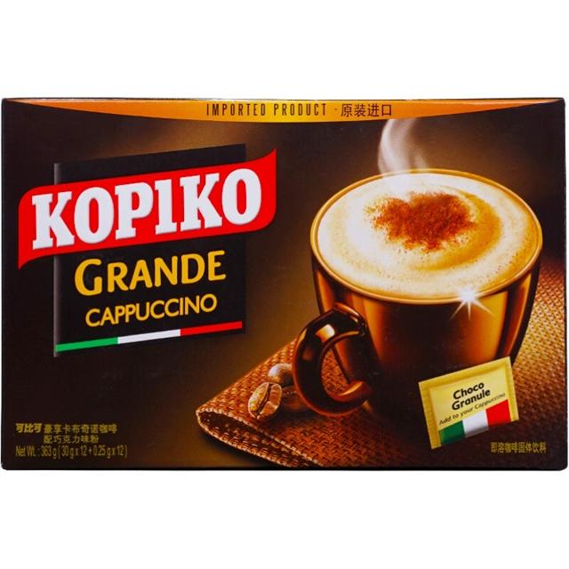 可比可 印尼进口KOPIKO可比可卡布奇诺拿铁摩卡白咖啡速溶咖啡粉冲饮12包