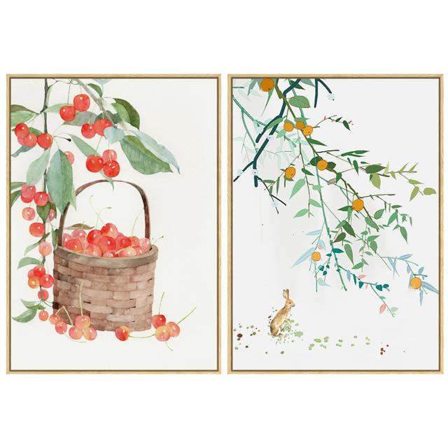 海龙红 《吉祥樱桃》 43×60cm 日式文艺 小清新 餐厅装饰画 背景温馨墙面墙画