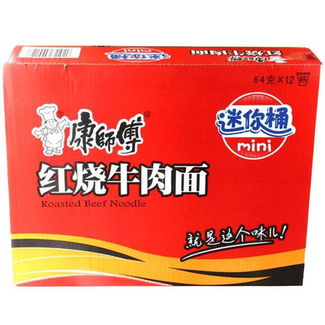 康师傅 方便面红烧牛肉面12桶迷你泡面整箱速食鲜虾老坛香辣香菇