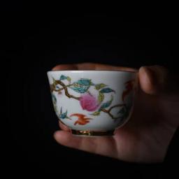 xigu 熹谷 粉彩描金寿桃圆口茶杯 60ml