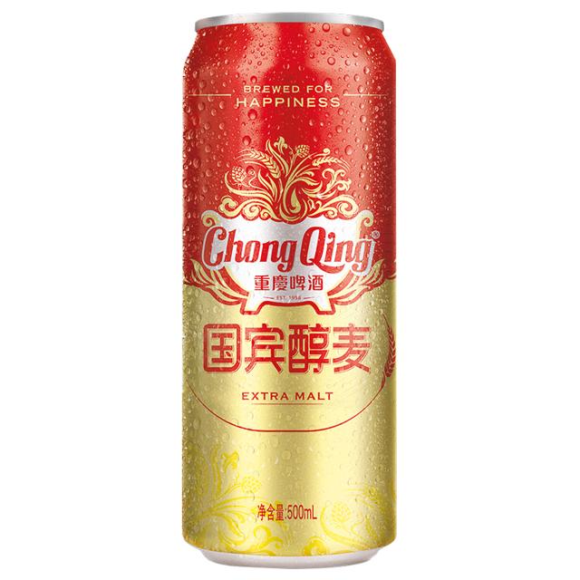重庆啤酒 国宾醇麦500ml*12整箱罐装麦香浓郁 口感清爽 食品美食