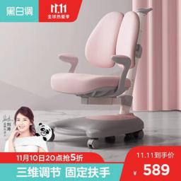 PLUS会员：黑白调学习时光 HETY602 人体工学双背学习椅 固定扶手款 