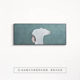 仟象映画 茹果 《雪人》100x40cm 油画 浅木色实木外框 现代客厅装饰画