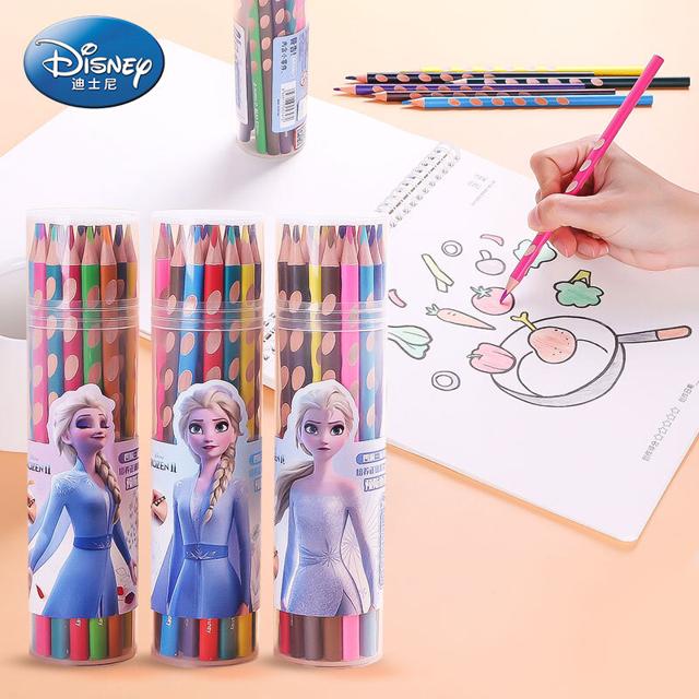 迪士尼（Disney） 联众迪士尼冰雪奇缘小学生幼儿园宝宝文具24色筒装彩绘画画美术涂色笔儿童洞洞彩色铅笔填色正姿彩铅