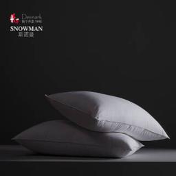 SNOWMAN 斯诺曼 Snowman/斯诺曼枕头 95%白鹅绒枕 五星级酒店140支纯棉羽绒枕芯三层舒适高枕 74*48cm 单只礼盒装 