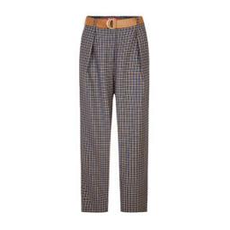 Max Mara MAXMARA STUDIO 女士LAMBERT系列蓝棕格纹羊毛巴达维亚长裤 LAMBERT 001 42