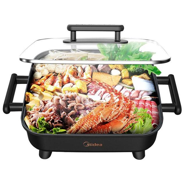美的（Midea） 电火锅家用不粘锅电锅多功能一体烧烤涮电热火锅电煮锅大容量