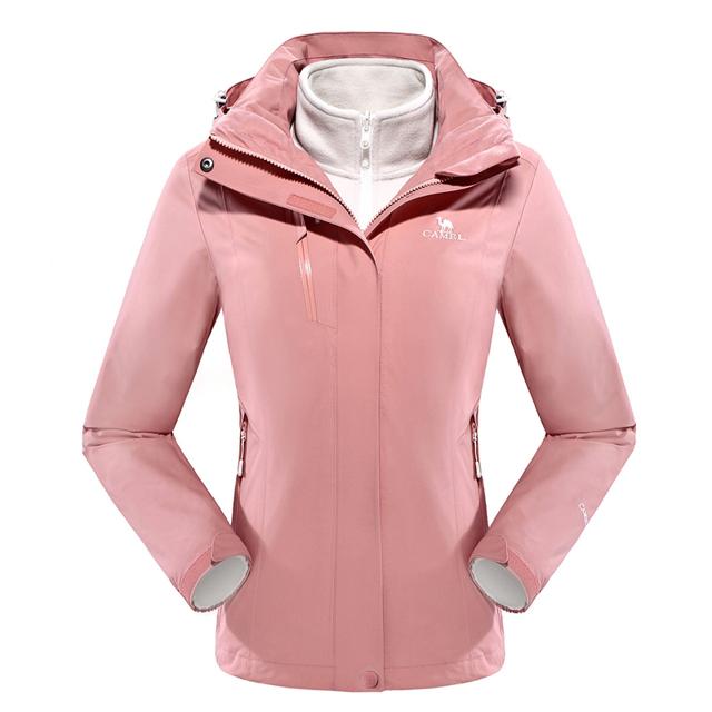 CAMEL 骆驼 女装2021冬季冲锋衣女三合一可拆卸防风防水加绒外套女登山服