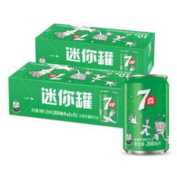 pepsi 百事 7喜可乐 七喜 7UP 柠檬味 果味汽水 碳酸饮料整箱 迷你罐200ml*20听（新老包装随机发货）百事出品