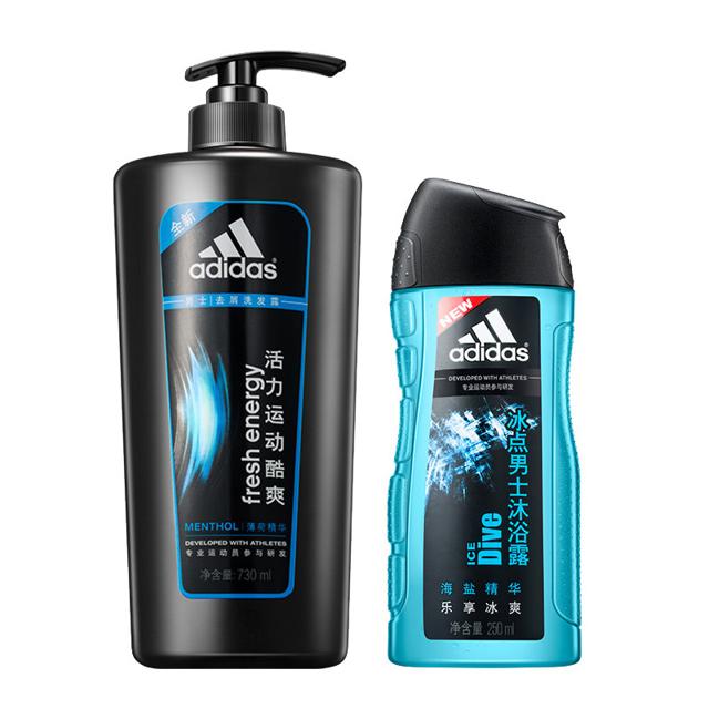 阿迪达斯（adidas） 男士控油去屑洗发水730ml送沐浴露250ml深层清洁薄荷精华