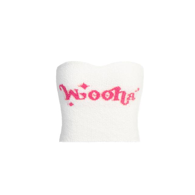 WooHA 吾哈 WooHa/吾哈2021早秋新款女团内搭上衣露肩修身短款辣妹字母抹胸女