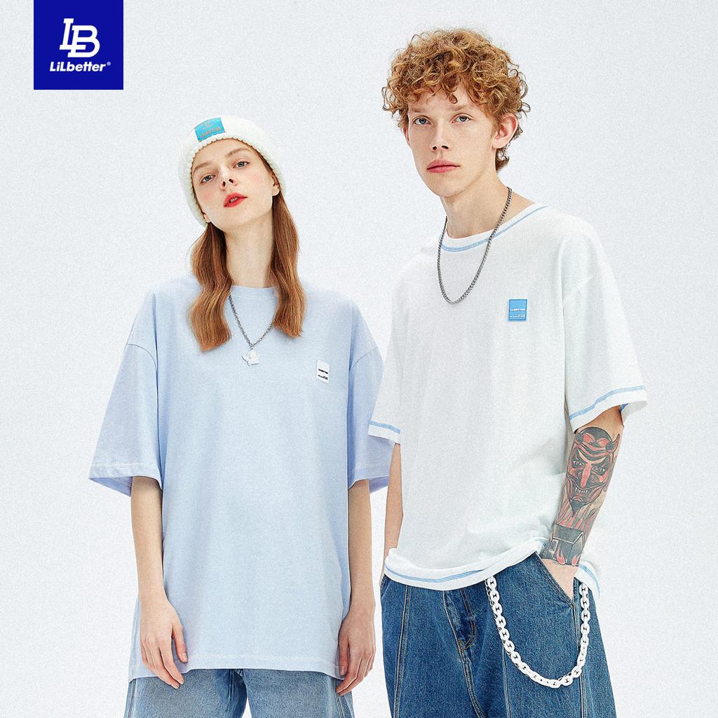 LILBETTER 小熊男士 Lilbetter短袖宽松男2021新款夏装日系五分袖夏季男士t恤潮牌半袖