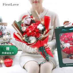 FirstLove 一心一意 圣诞11朵香皂玫瑰花束