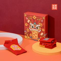 阿里自营 虾选 新年红袜子礼盒装4双