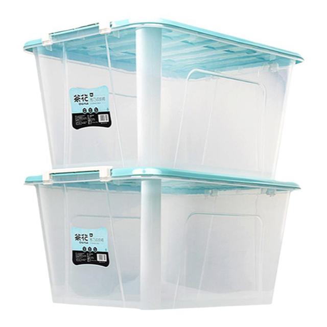 CHAHUA 茶花 收纳箱塑料特大号衣服衣物玩具整理家用透明储物有盖筐加厚盒 