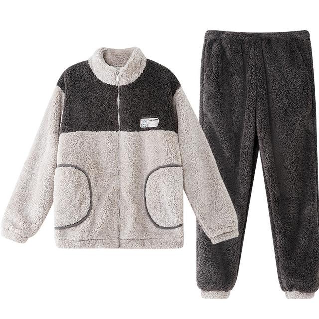 Gukoo 果壳 睡衣男士秋冬款冬季珊瑚绒加绒加厚保暖法兰绒家居服男款冬天套装