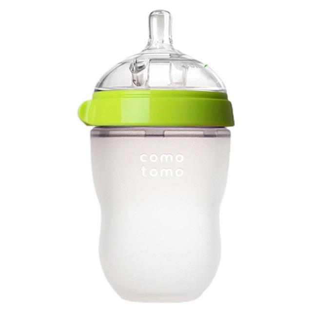 comotomo 婴儿硅胶奶瓶 250ml 自带3滴奶嘴防胀气 