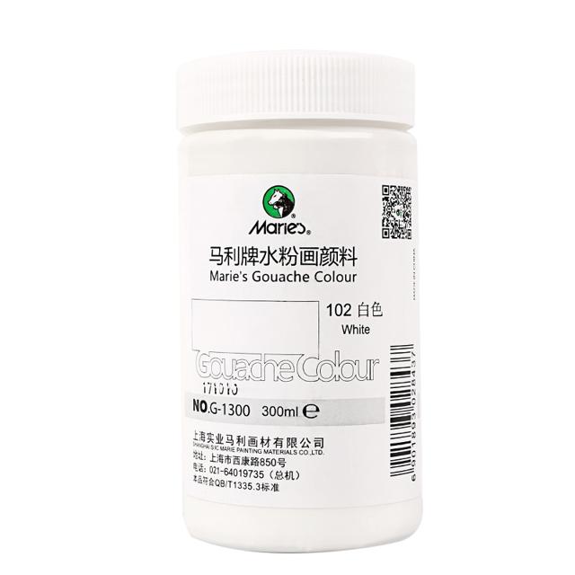Marie’s 马利 牌水粉画颜料100ml瓶装白色初学者美术儿童学生专用大瓶罐装100ml单瓶白颜料12/18/24/36色画画工具材料