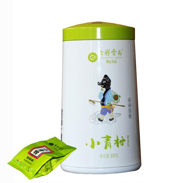 七彩云南 庆沣祥 新会小青柑 普洱茶 熟茶 柑橘 桔普茶 100克/盒
