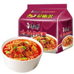 康师傅 方便面麻辣牛肉面袋面泡面五连包休闲零食