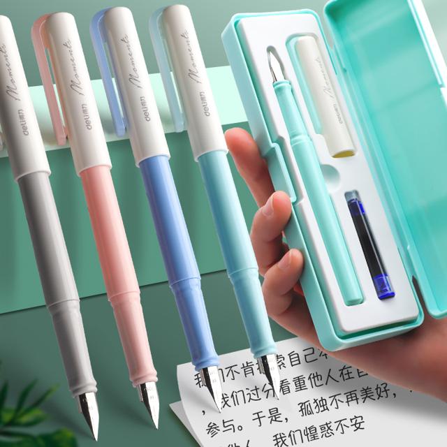 得力（deli） A932 矫正钢笔 明尖/0.3mm 单支装 四色可选 送笔盒 可擦墨囊