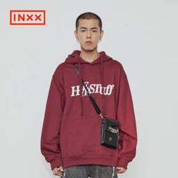 INXX 英克斯 HYPESTUFF 潮牌情侣字母印花连帽卫衣男女通款保暖加厚 酒红色 S