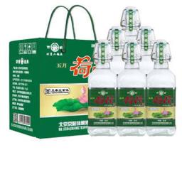 京东PLUS会员：京峪北京二锅头 小方瓶42度白酒浓香型荷花酒500ml*6瓶