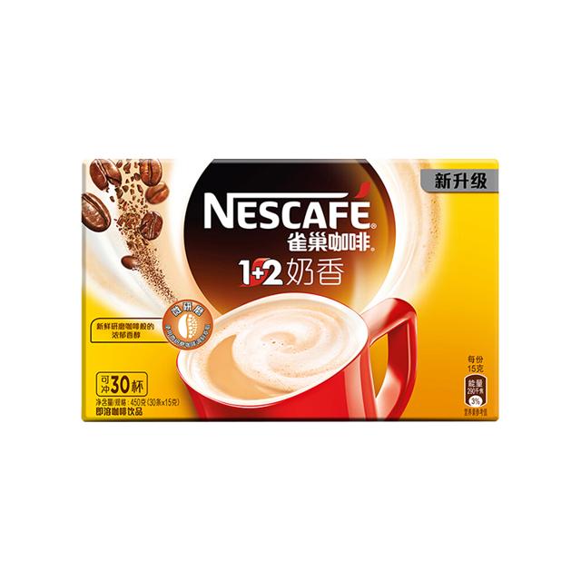 88VIP：雀巢（Nestlé） 咖啡1+2微研磨奶香拿铁15g×30条速溶醇香咖啡粉三合一提神