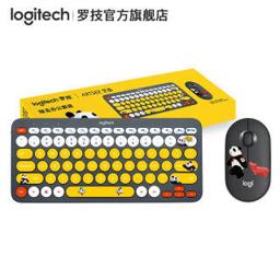 logitech 罗技 Logitech）K380多设备蓝牙键盘 平板IPAD键盘 时尚便携 超薄巧克力按键 熊猫滚滚联名套装（K380黑+Pebble黑）