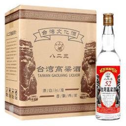 明水堂 台湾高粱酒 金门 白酒整箱 八二三高度粮食酒 家常酒 52度600ml*6瓶/整箱