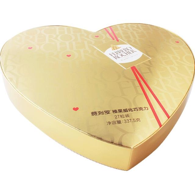 FERRERO ROCHER 费列罗 金球榛果威化巧克力27粒心形婚庆零食品礼盒喜糖表白情人节 