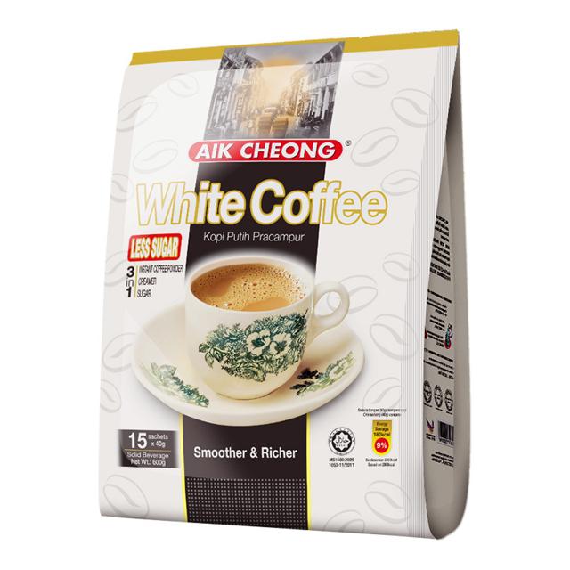 AIK CHEONG 益昌 减少糖白咖啡600g 速溶咖啡 三合一马来西亚咖啡健康低糖