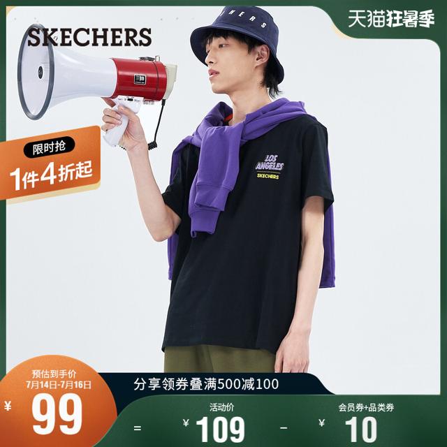 斯凯奇（SKECHERS） L121M216 男士印花短袖T恤