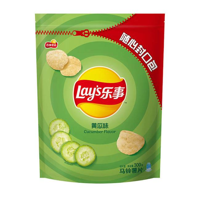 乐事（Lay's） 薯片超大随心封口包黄瓜味300g×1袋零食小吃