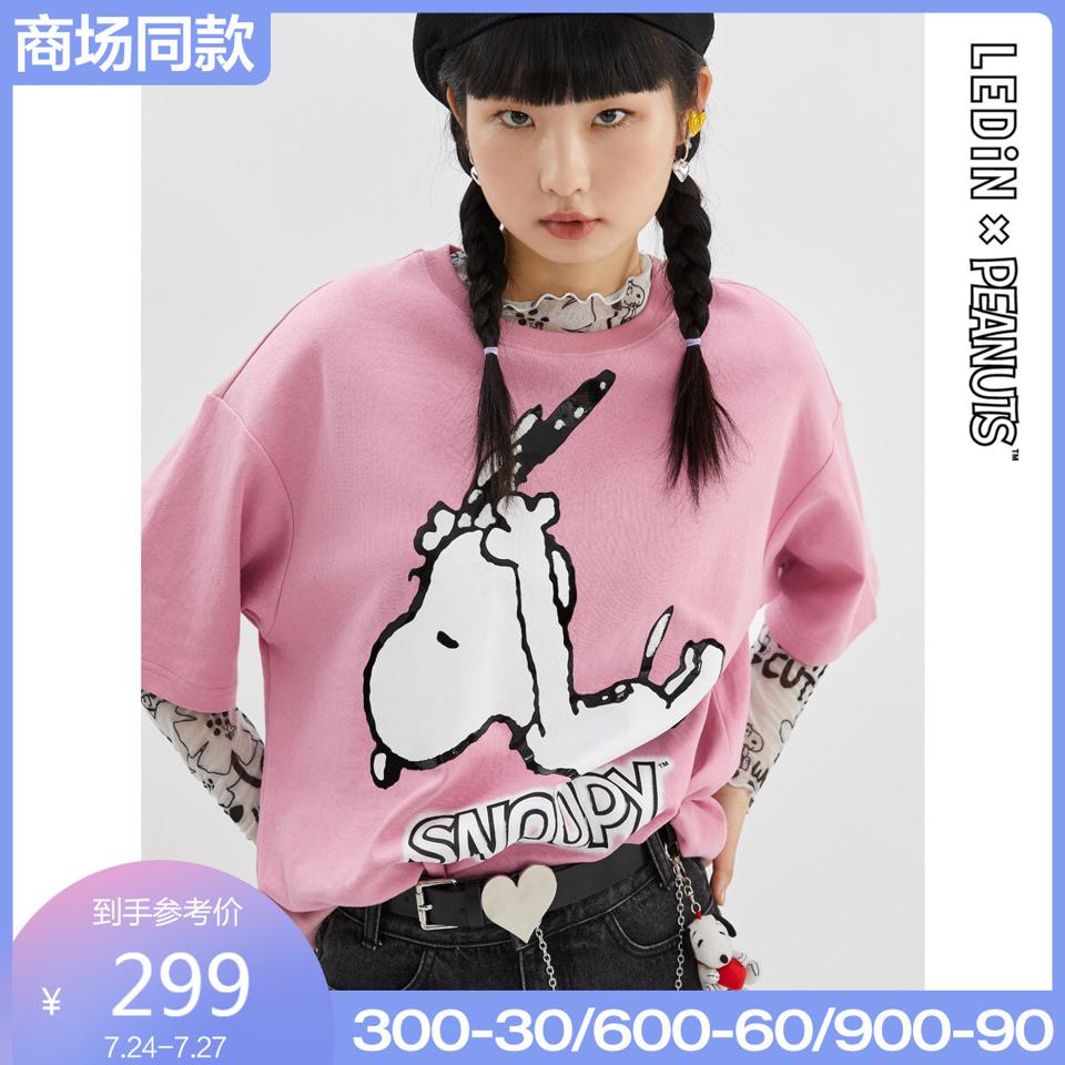 LEDIN 乐町 C3DAB1302 女士印花短袖T恤