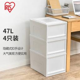 爱丽思（IRIS） 收纳箱抽屉式衣柜简易内衣整理箱玩具杂物储物箱储物柜白色 四只装 BC-500